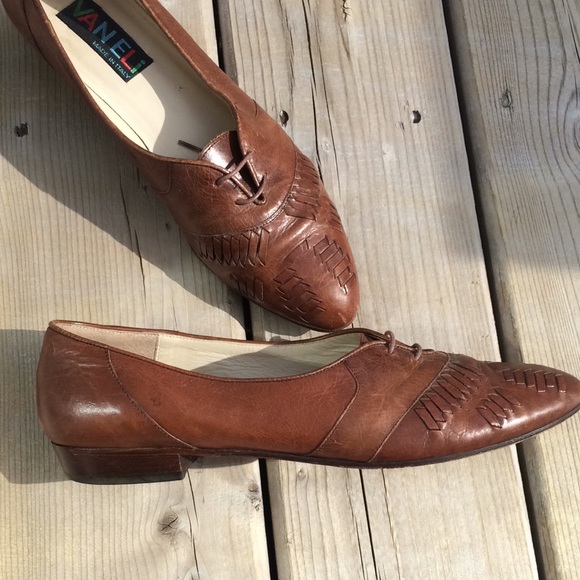 VINTAGE NARROW WOVEN ITALIAN LEATHER LOAFER FLATS - Picture 5 of 11